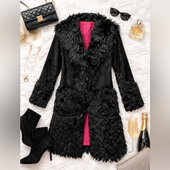 Jackets & Blazers - Black Fur Leather Chic Layering Coat M/L NWT High End Designer Statement Luxury